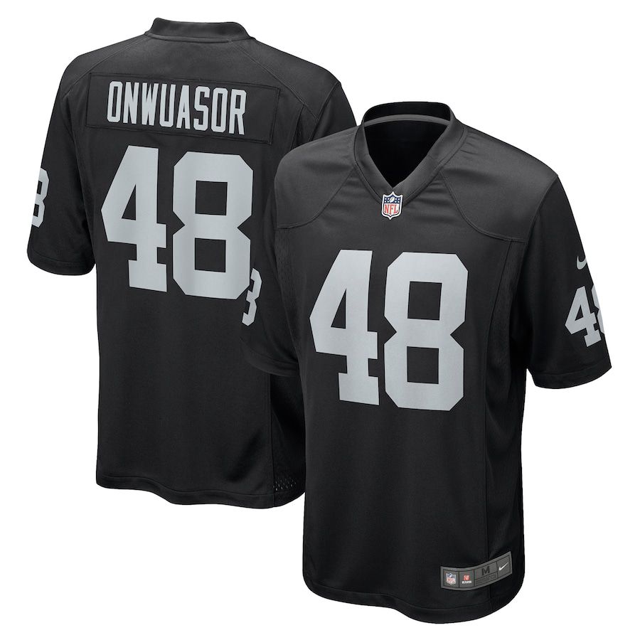 Men Oakland Raiders #48 Patrick Onwuasor Nike Black Game NFL Jersey